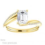 Emerald Cut Forever One Moissanite Engagement Ring #GTJ1129-emerald-fb-y 1 Emerald Cut Forever Brilliant Moissanite Engagement Ring #GTJ1129-emerald-fb-y