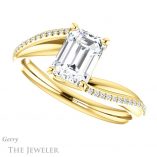 Emerald Cut Forever One Moissanite Engagement Ring #GTJ1129-emerald-fb-y 5 Emerald Cut Forever Brilliant Moissanite Engagement Ring #GTJ1129-emerald-fb-y