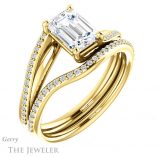 Emerald Cut Forever One Moissanite Engagement Ring #GTJ1129-emerald-fb-y 6 Emerald Cut Forever Brilliant Moissanite Engagement Ring #GTJ1129-emerald-fb-y
