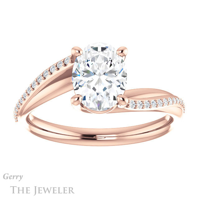 Oval Shaped Forever One Moissanite Engagement Ring #GTJ1129-oval-fo-r