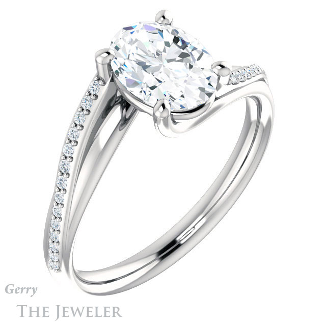 Oval Shaped Forever One Moissanite Engagement Ring #GTJ1129-oval-fo-w 4 Oval Shaped Forever One Moissanite Engagement Ring #GTJ1129-oval-fo-w