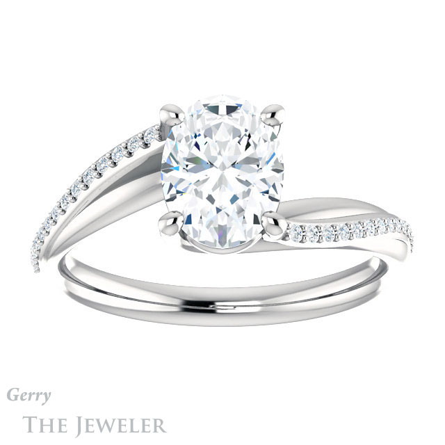 Oval Shaped Forever One Moissanite Engagement Ring #GTJ1129-oval-fo-w 1 Oval Shaped Forever One Moissanite Engagement Ring #GTJ1129-oval-fo-w