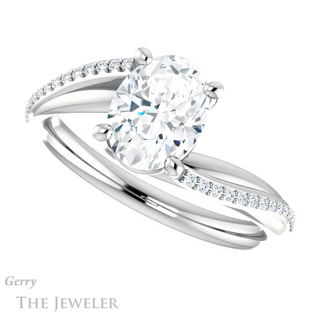 Oval Shaped Forever One Moissanite Engagement Ring #GTJ1129-oval-fo-w 5 Oval Shaped Forever One Moissanite Engagement Ring #GTJ1129-oval-fo-w