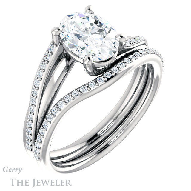 Oval Shaped Forever One Moissanite Engagement Ring #GTJ1129-oval-fo-w 6 Oval Shaped Forever One Moissanite Engagement Ring #GTJ1129-oval-fo-w