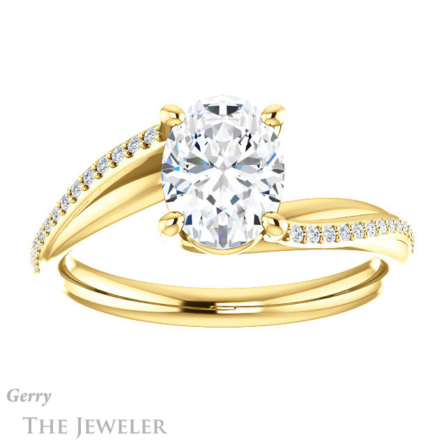 Oval Shaped Forever One Moissanite Engagement Ring #GTJ1129-oval-fo-y 1 Oval Shaped Forever One Moissanite Engagement Ring #GTJ1129-oval-fo-y