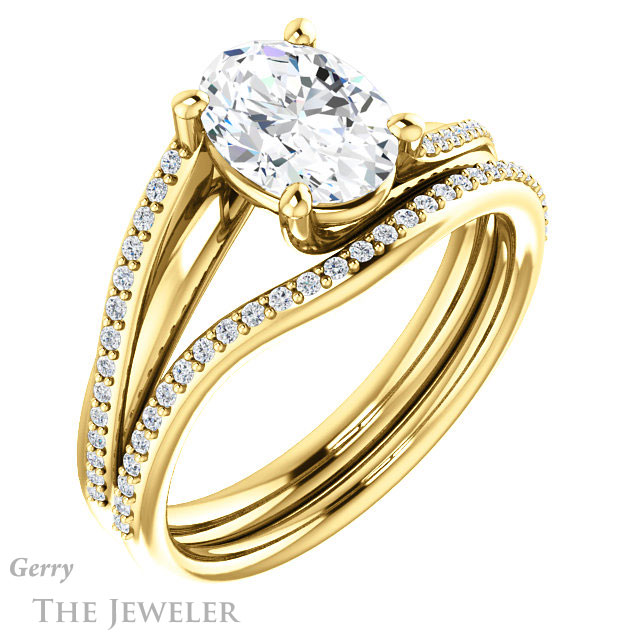 Oval Shaped Forever One Moissanite Engagement Ring #GTJ1129-oval-fo-y 6 Oval Shaped Forever One Moissanite Engagement Ring #GTJ1129-oval-fo-y