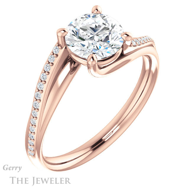 Round Cut Forever One Moissanite Engagement Ring #GTJ1129-round-fo-r 4 Round Cut Forever One Moissanite Engagement Ring #GTJ1129-round-fo-r