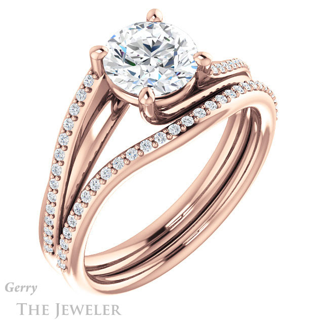 Round Cut Forever One Moissanite Engagement Ring #GTJ1129-round-fo-r 6 Round Cut Forever One Moissanite Engagement Ring #GTJ1129-round-fo-r