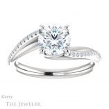 Round Cut Forever One Moissanite Engagement Ring #GTJ1129-round-fo-w 1 Round Cut Forever One Moissanite Engagement Ring #GTJ1129-round-fo-w