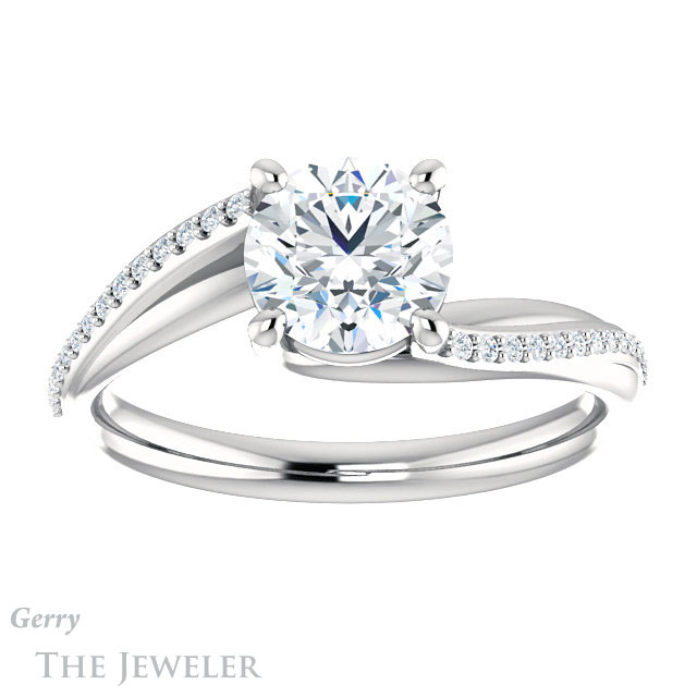 Round Cut Forever One Moissanite Engagement Ring #GTJ1129-round-fo-w 1 Round Cut Forever One Moissanite Engagement Ring #GTJ1129-round-fo-w
