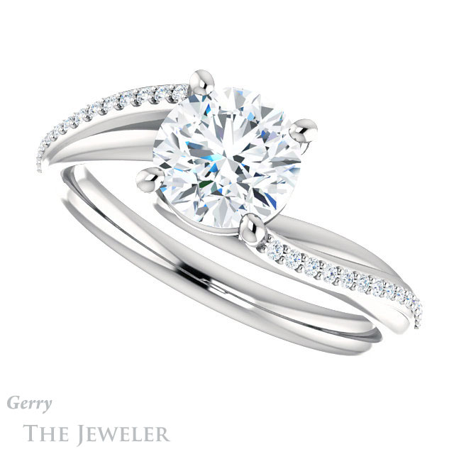 Round Cut Forever One Moissanite Engagement Ring #GTJ1129-round-fo-w 5 Round Cut Forever One Moissanite Engagement Ring #GTJ1129-round-fo-w