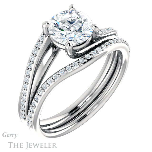 Round Cut Forever One Moissanite Engagement Ring #GTJ1129-round-fo-w 6 Round Cut Forever One Moissanite Engagement Ring #GTJ1129-round-fo-w