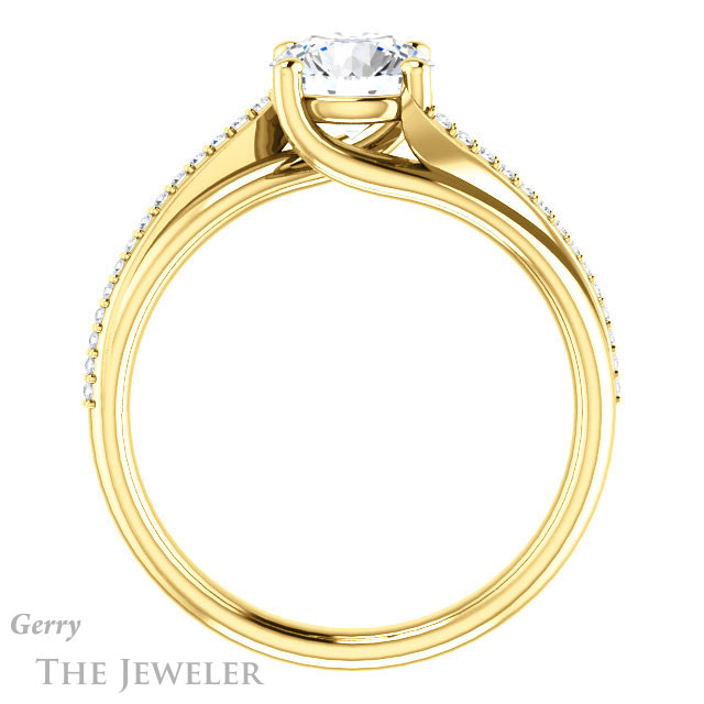 Round Cut Forever One Moissanite Engagement Ring #GTJ1129-round-fo-y