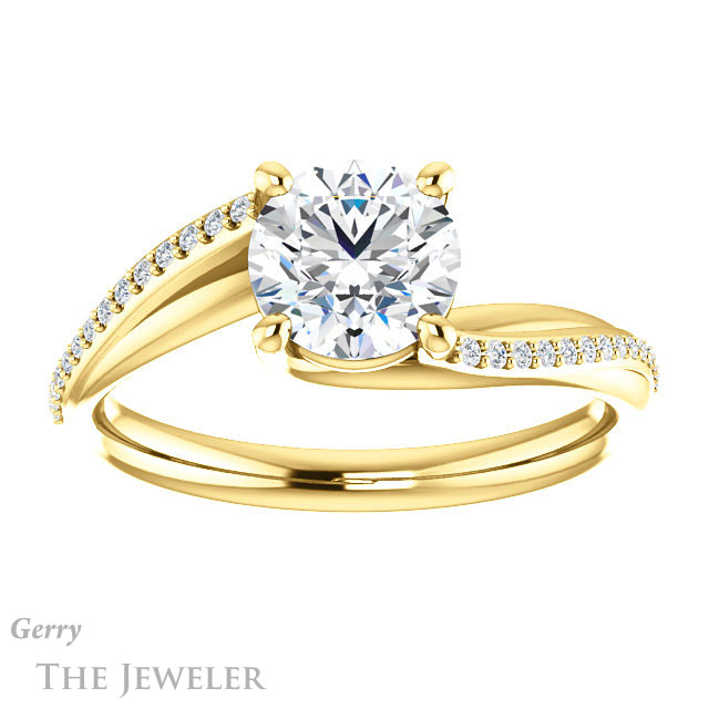 Round Cut Forever One Moissanite Engagement Ring #GTJ1129-round-fo-y