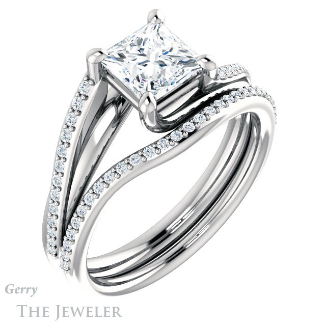 Princess Cut Forever One Moissanite Engagement Ring #GTJ1129-square-fo-w
