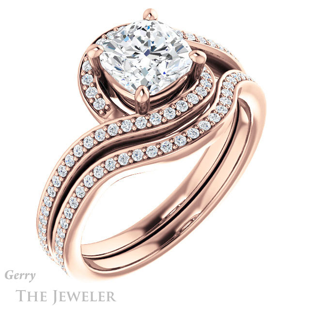 Cushion Cut Forever One Moissanite Engagement Ring #GTJ1130-cushion-fo-r