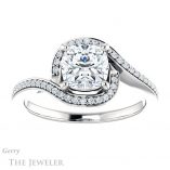 Cushion Cut Forever One Moissanite Engagement Ring #GTJ1130-cushion-fo-w 1 Cushion Cut Forever One Moissanite Engagement Ring #GTJ1130-cushion-fo-w