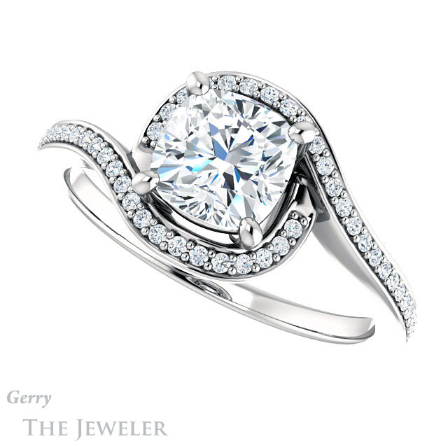 Cushion Cut Forever One Moissanite Engagement Ring #GTJ1130-cushion-fo-w 5 Cushion Cut Forever One Moissanite Engagement Ring #GTJ1130-cushion-fo-w