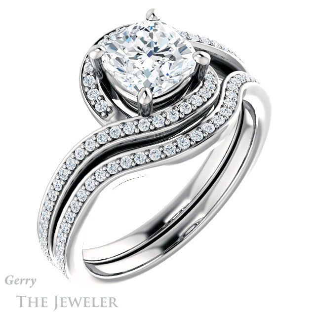Cushion Cut Forever One Moissanite Engagement Ring #GTJ1130-cushion-fo-w 6 Cushion Cut Forever One Moissanite Engagement Ring #GTJ1130-cushion-fo-w