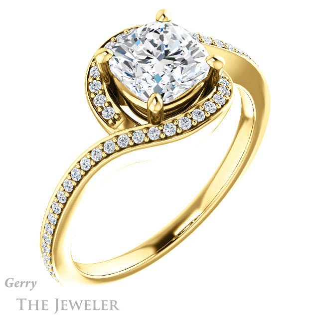 Cushion Cut Forever One Moissanite Engagement Ring #GTJ1130-cushion-fo-y 4 Cushion Cut Forever One Moissanite Engagement Ring #GTJ1130-cushion-fo-y