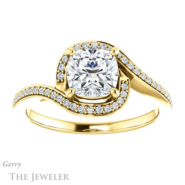 Cushion Cut Forever One Moissanite Engagement Ring #GTJ1130-cushion-fo-y