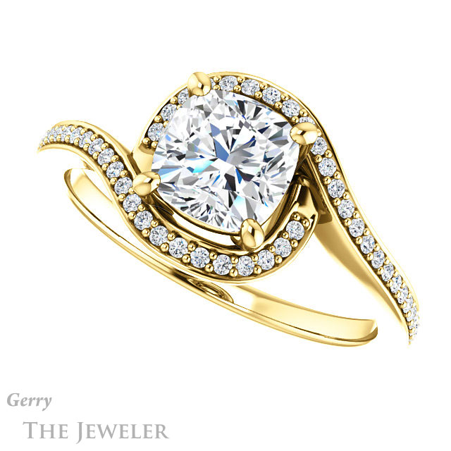 Cushion Cut Forever One Moissanite Engagement Ring #GTJ1130-cushion-fo-y 5 Cushion Cut Forever One Moissanite Engagement Ring #GTJ1130-cushion-fo-y