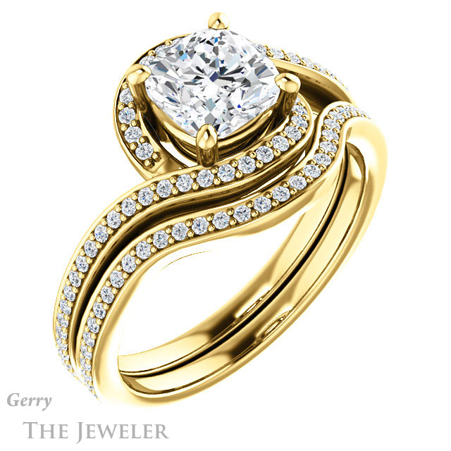 Cushion Cut Forever One Moissanite Engagement Ring #GTJ1130-cushion-fo-y 6 Cushion Cut Forever One Moissanite Engagement Ring #GTJ1130-cushion-fo-y