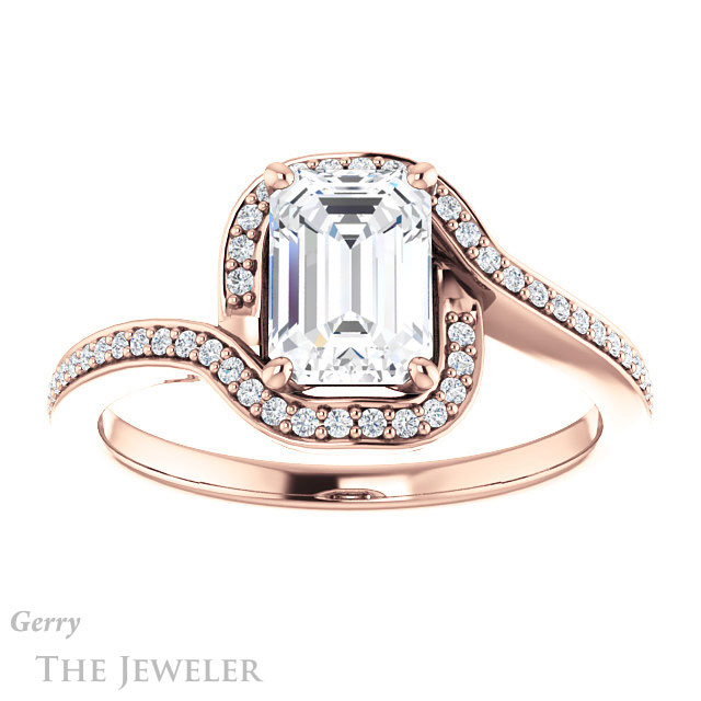 Emerald Cut Forever Brilliant Moissanite Engagement Ring #GTJ1130-emerald-fb-r