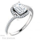 Emerald Cut Forever One Moissanite Engagement Ring #GTJ1130-emerald-fb-w 4 Emerald Cut Forever Brilliant Moissanite Engagement Ring #GTJ1130-emerald-fb-w