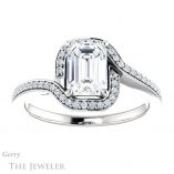 Emerald Cut Forever One Moissanite Engagement Ring #GTJ1130-emerald-fb-w 1 Emerald Cut Forever Brilliant Moissanite Engagement Ring #GTJ1130-emerald-fb-w