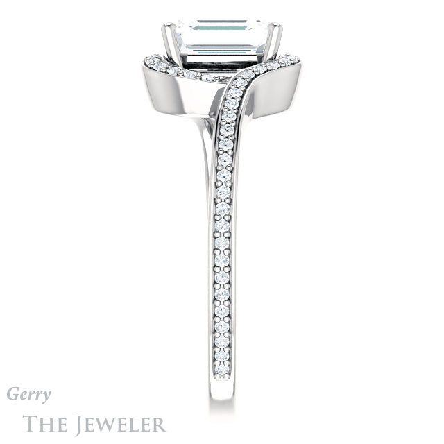 Emerald Cut Forever One Moissanite Engagement Ring #GTJ1130-emerald-fb-w 3 Emerald Cut Forever Brilliant Moissanite Engagement Ring #GTJ1130-emerald-fb-w