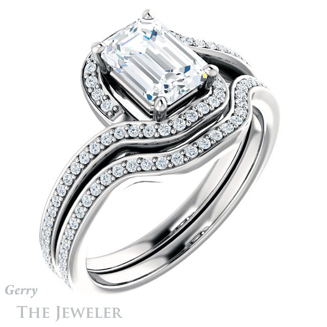 Emerald Cut Forever One Moissanite Engagement Ring #GTJ1130-emerald-fb-w 6 Emerald Cut Forever Brilliant Moissanite Engagement Ring #GTJ1130-emerald-fb-w