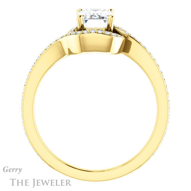 Emerald Cut Forever One Moissanite Engagement Ring #GTJ1130-emerald-fb-y 2 Emerald Cut Forever Brilliant Moissanite Engagement Ring #GTJ1130-emerald-fb-y