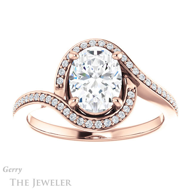 Oval Shaped Forever One Moissanite Engagement Ring #GTJ1130-oval-fo-r