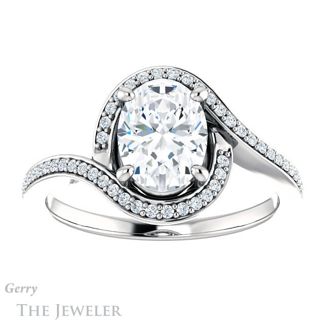 Oval Shaped Forever One Moissanite Engagement Ring #GTJ1130-oval-fo-w