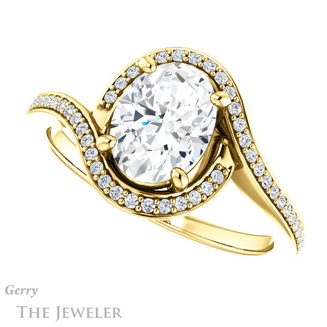 Oval Shaped Forever One Moissanite Engagement Ring #GTJ1130-oval-fo-y