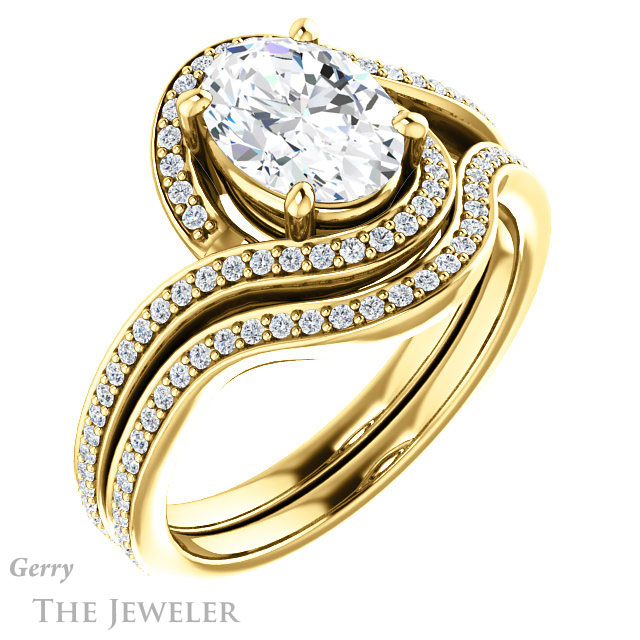 Oval Shaped Forever One Moissanite Engagement Ring #GTJ1130-oval-fo-y