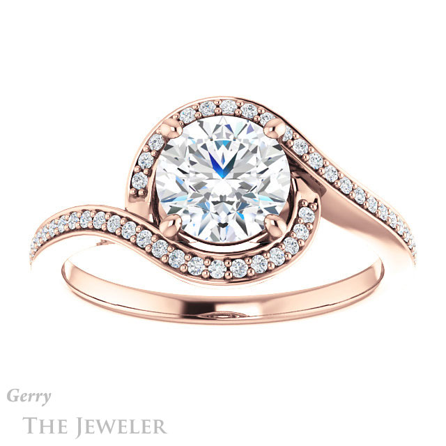 Round Cut Forever One Moissanite Engagement Ring #GTJ1130-round-fo-r