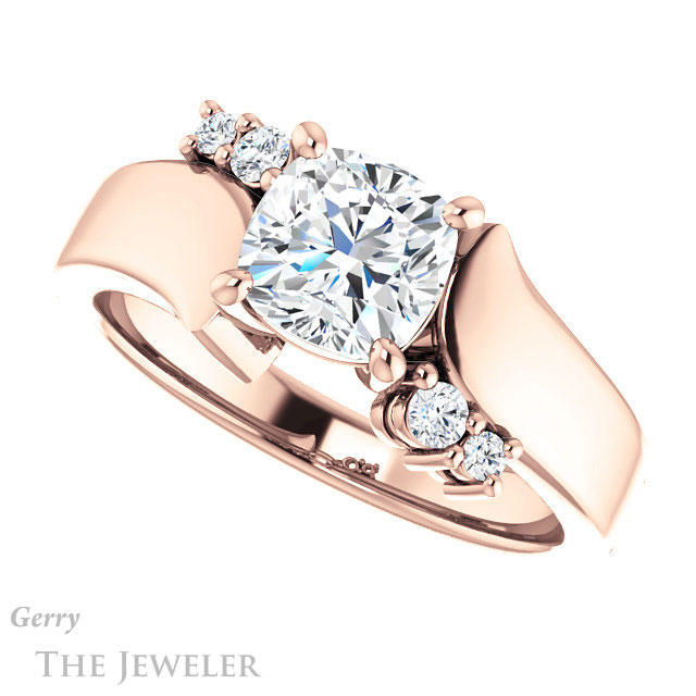 Cushion Cut Forever One Moissanite Engagement Ring #GTJ1131-cushion-fo-r 5 Cushion Cut Forever One Moissanite Engagement Ring #GTJ1131-cushion-fo-r