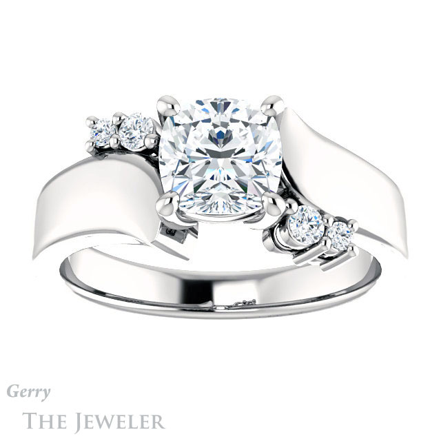 Cushion Cut Forever One Moissanite Engagement Ring #GTJ1131-cushion-fo-w