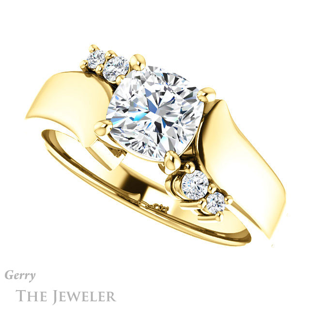 Cushion Cut Forever One Moissanite Engagement Ring #GTJ1131-cushion-fo-y 5 Cushion Cut Forever One Moissanite Engagement Ring #GTJ1131-cushion-fo-y