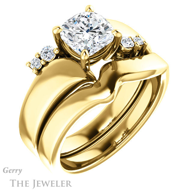Cushion Cut Forever One Moissanite Engagement Ring #GTJ1131-cushion-fo-y 6 Cushion Cut Forever One Moissanite Engagement Ring #GTJ1131-cushion-fo-y