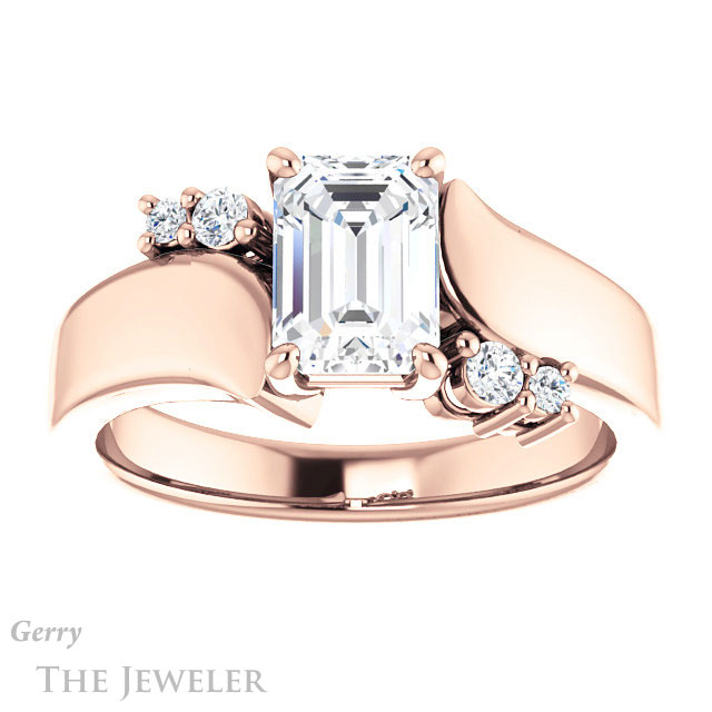 Emerald Cut Forever Brilliant Moissanite Engagement Ring #GTJ1131-emerald-fb-r
