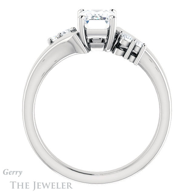 Emerald Cut Forever One Moissanite Engagement Ring #GTJ1131-emerald-fb-w 2 Emerald Cut Forever Brilliant Moissanite Engagement Ring #GTJ1131-emerald-fb-w