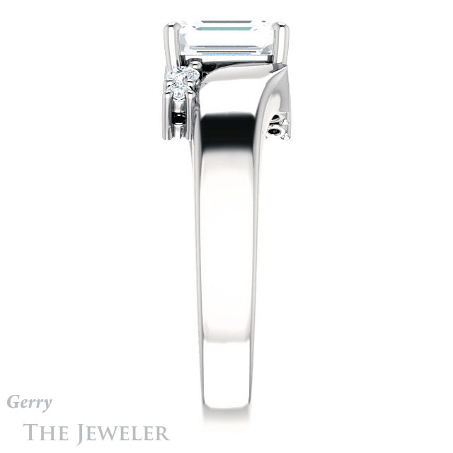 Emerald Cut Forever One Moissanite Engagement Ring #GTJ1131-emerald-fb-w 3 Emerald Cut Forever Brilliant Moissanite Engagement Ring #GTJ1131-emerald-fb-w