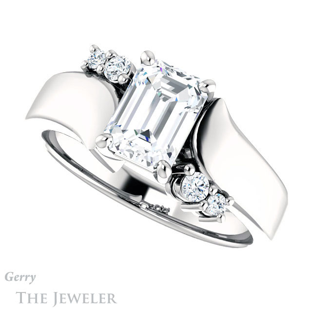 Emerald Cut Forever One Moissanite Engagement Ring #GTJ1131-emerald-fb-w 5 Emerald Cut Forever Brilliant Moissanite Engagement Ring #GTJ1131-emerald-fb-w