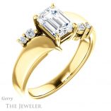 Emerald Cut Forever One Moissanite Engagement Ring #GTJ1131-emerald-fb-y 4 Emerald Cut Forever Brilliant Moissanite Engagement Ring #GTJ1131-emerald-fb-y