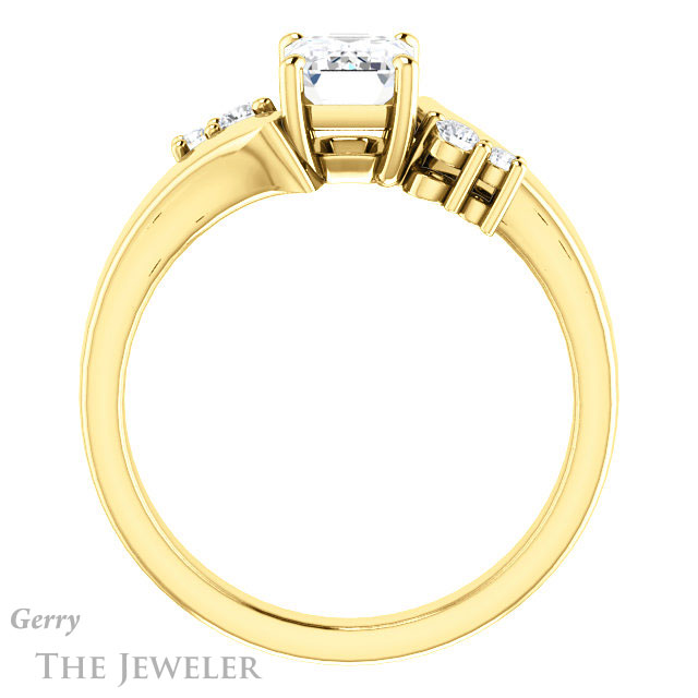 Emerald Cut Forever One Moissanite Engagement Ring #GTJ1131-emerald-fb-y 2 Emerald Cut Forever Brilliant Moissanite Engagement Ring #GTJ1131-emerald-fb-y