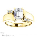 Emerald Cut Forever One Moissanite Engagement Ring #GTJ1131-emerald-fb-y 1 Emerald Cut Forever Brilliant Moissanite Engagement Ring #GTJ1131-emerald-fb-y