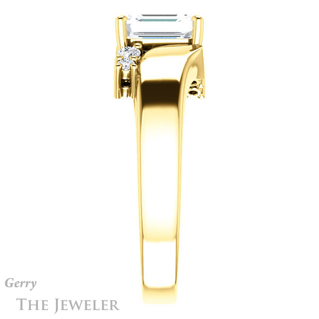 Emerald Cut Forever One Moissanite Engagement Ring #GTJ1131-emerald-fb-y 3 Emerald Cut Forever Brilliant Moissanite Engagement Ring #GTJ1131-emerald-fb-y